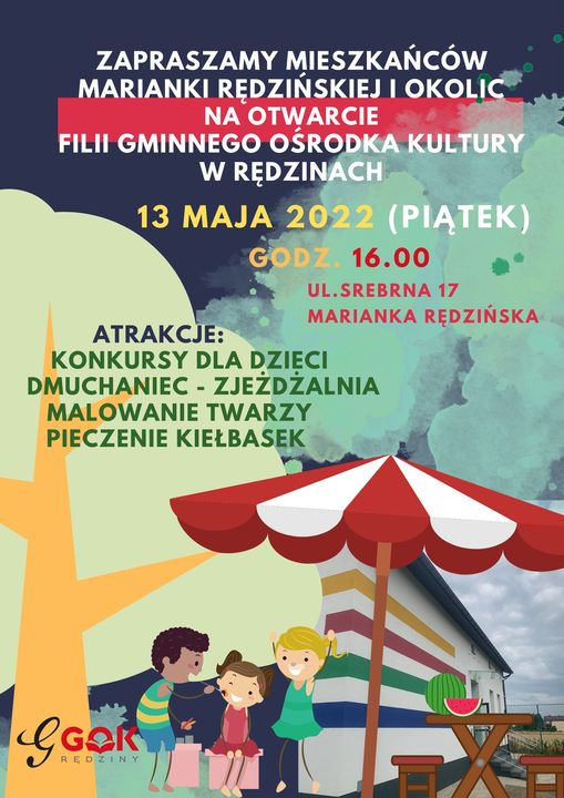 Uroczyste otwarcie filii GOK w Mariance Redzinskiej po termomodernizacji plakat
