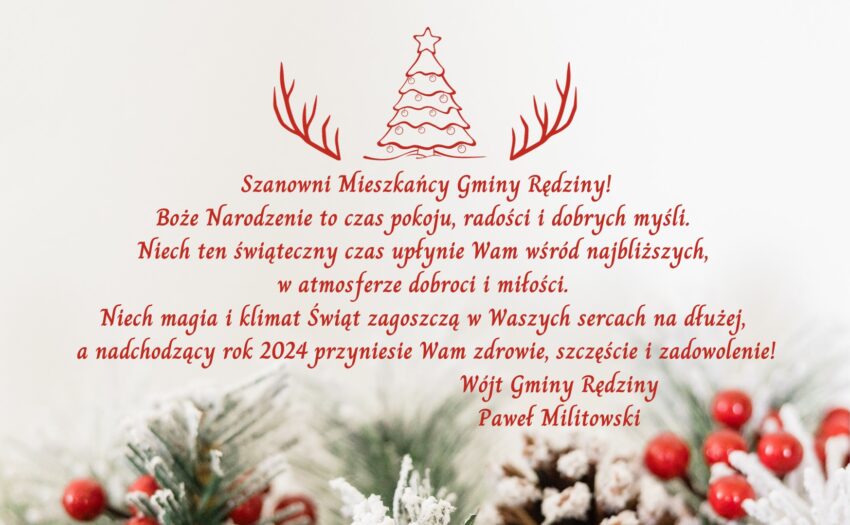 Red and White Simple Merry Christmas Card